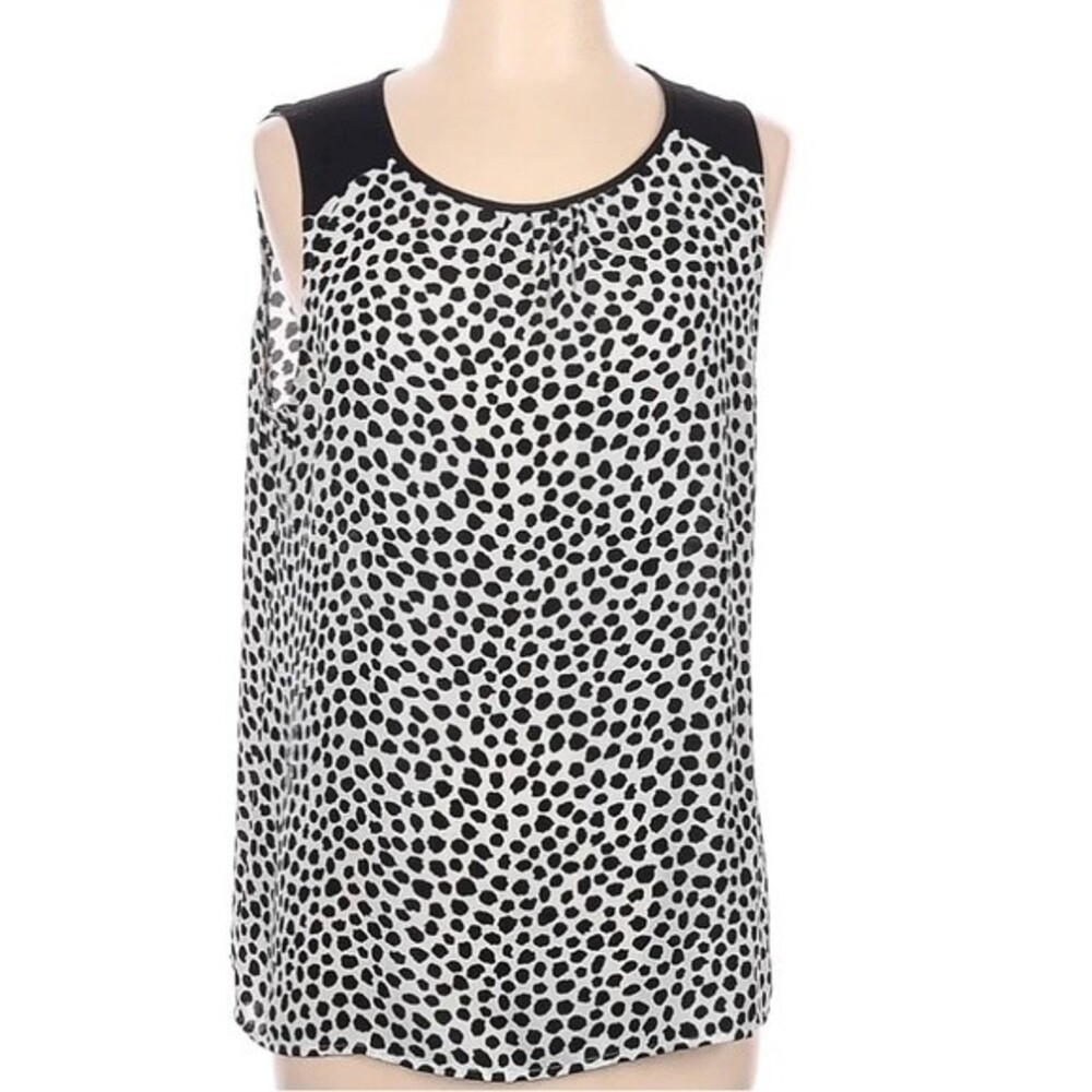 Ann Taylor Loft black and white Dalmatian print top size small